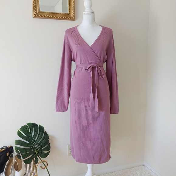 nina leonard faux wrap dress